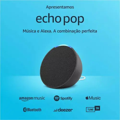 Echo Pop - Smart speaker compacto com som envolvente e Alexa - Cor Preta