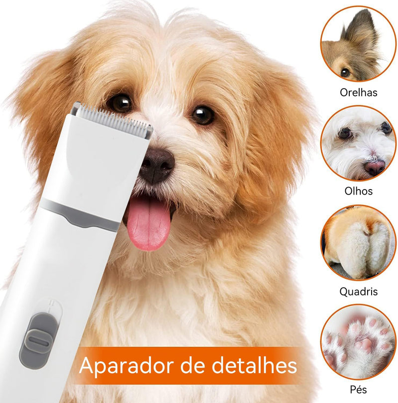 Maquininha para Tosa de Pet 4 em 1 - Recarregável - Branco