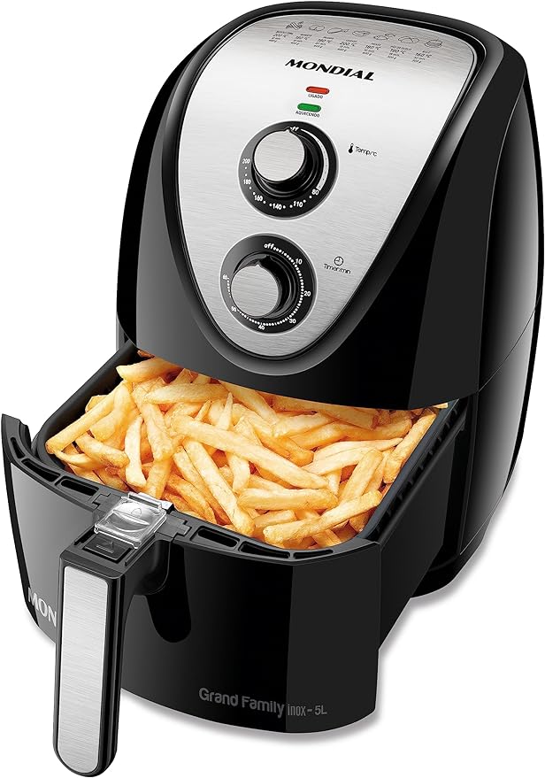 Fritadeira Sem Óleo - Air Fryer 5L - Mondial - Preto/Inox