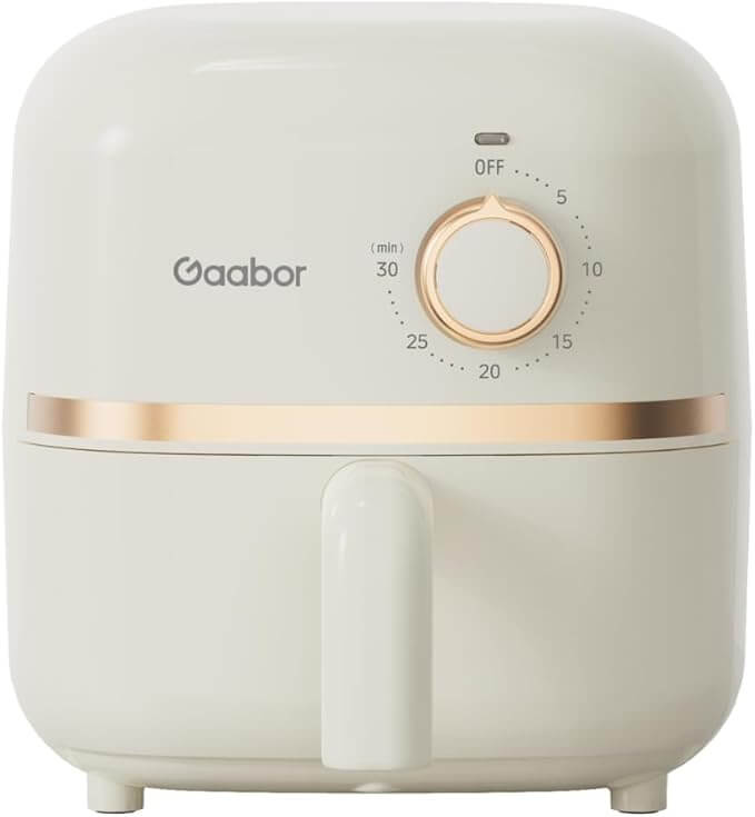 Gaabor Mini Air Fryer - Fritadeira Elétrica Sem Óleo - 1.4L Individual - Off-white e Rose gold