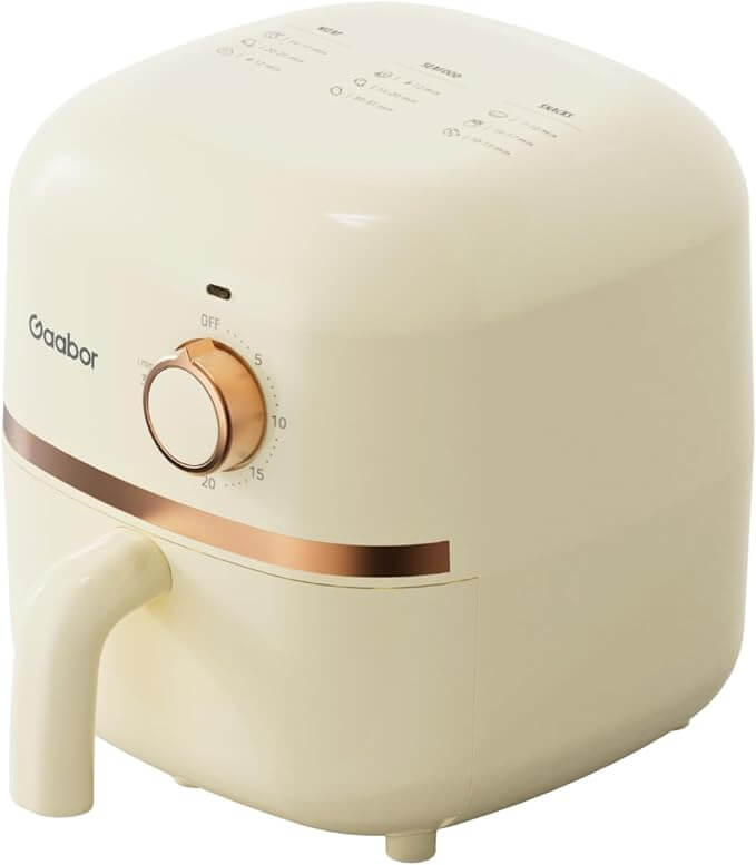 Gaabor Mini Air Fryer - Fritadeira Elétrica Sem Óleo - 1.4L Individual - Off-white e Rose gold