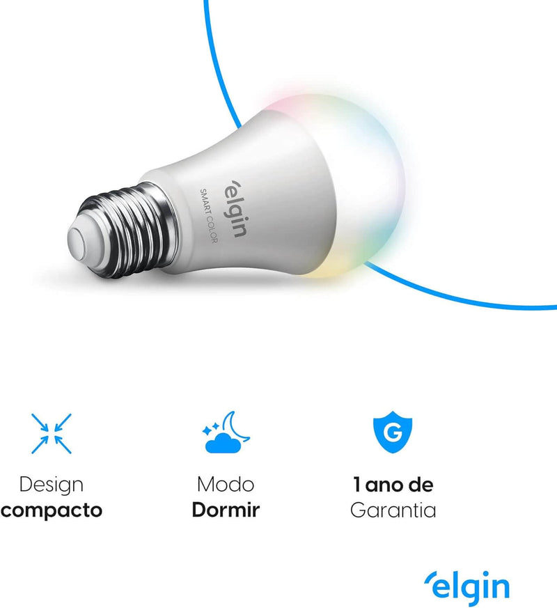 Lâmpada Inteligente Smart Color - Elgin - RGB - Wifi - Compatível com Alexa e Google Home