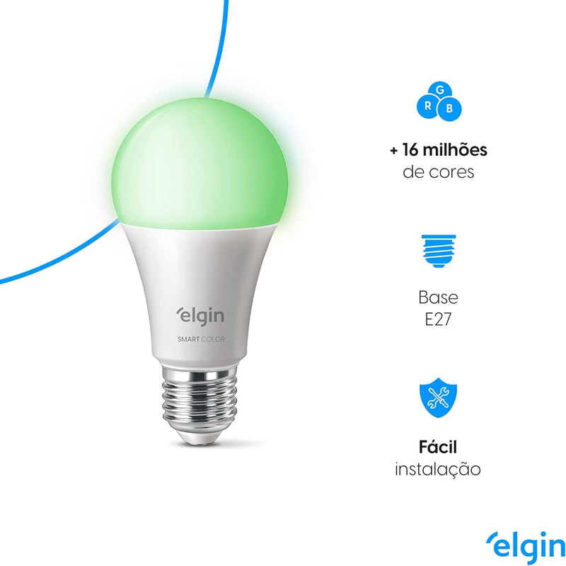 Lâmpada Inteligente Smart Color - Elgin - RGB - Wifi - Compatível com Alexa e Google Home