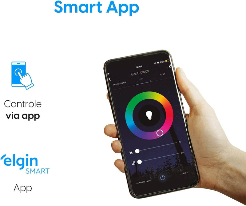 Lâmpada Inteligente Smart Color - Elgin - RGB - Wifi - Compatível com Alexa e Google Home