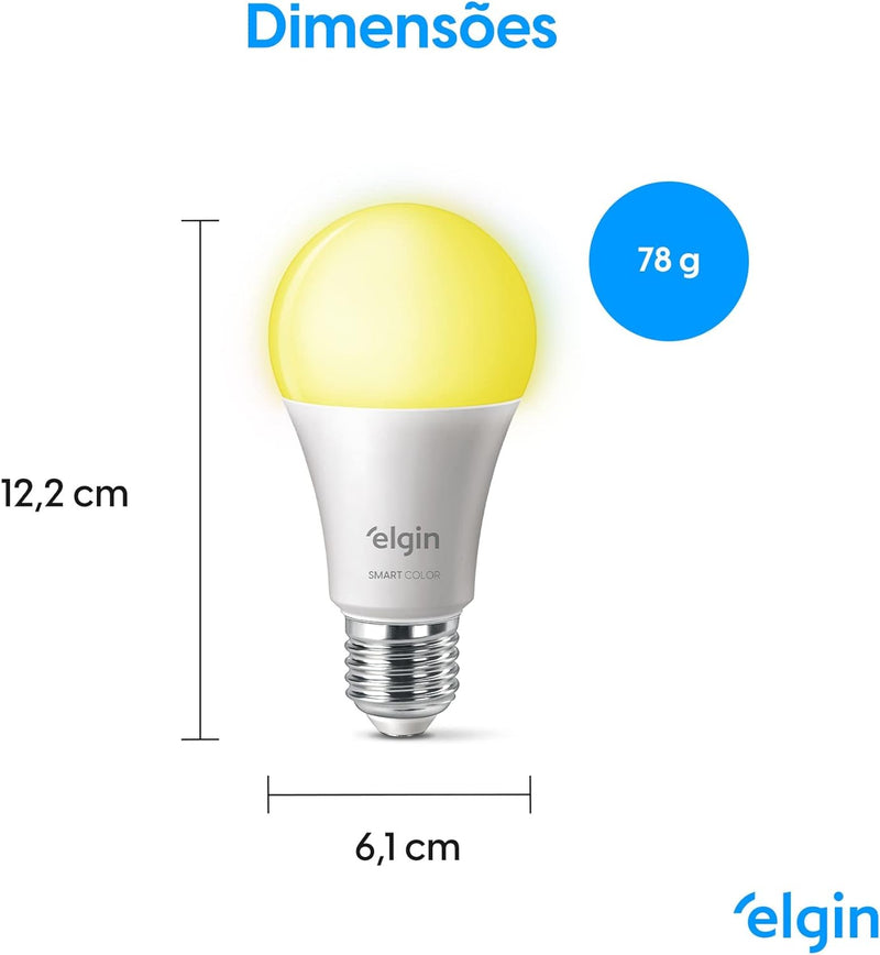 Lâmpada Inteligente Smart Color - Elgin - RGB - Wifi - Compatível com Alexa e Google Home