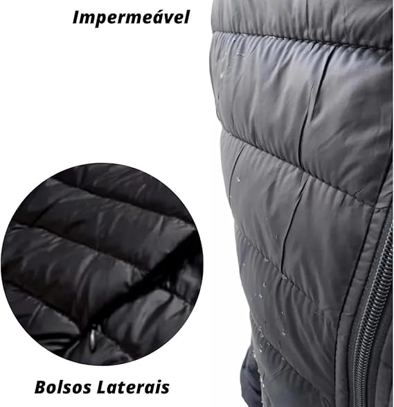 Jaqueta puffer masculina - impermeável - Preta